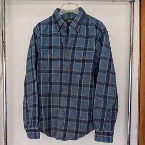 [Abercrombie & Fitch] Men’s Size Small Flannel Shirt (Navy/Light Blue Plaid)